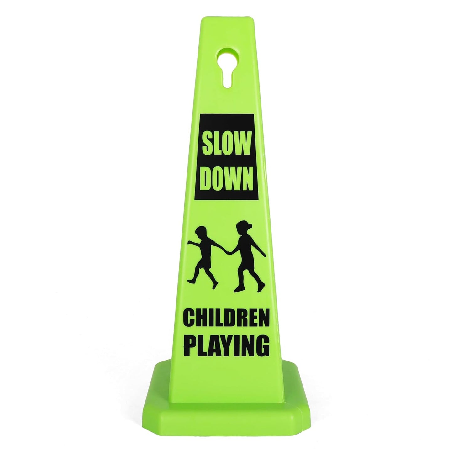 Imperial Standard Children Playing Cone - Children at Play Sign - Four-Sided Slow Down Kids Cones - Child at Play Signs - Drive Slow/Kid Alert Sign (2 Pack - Green)