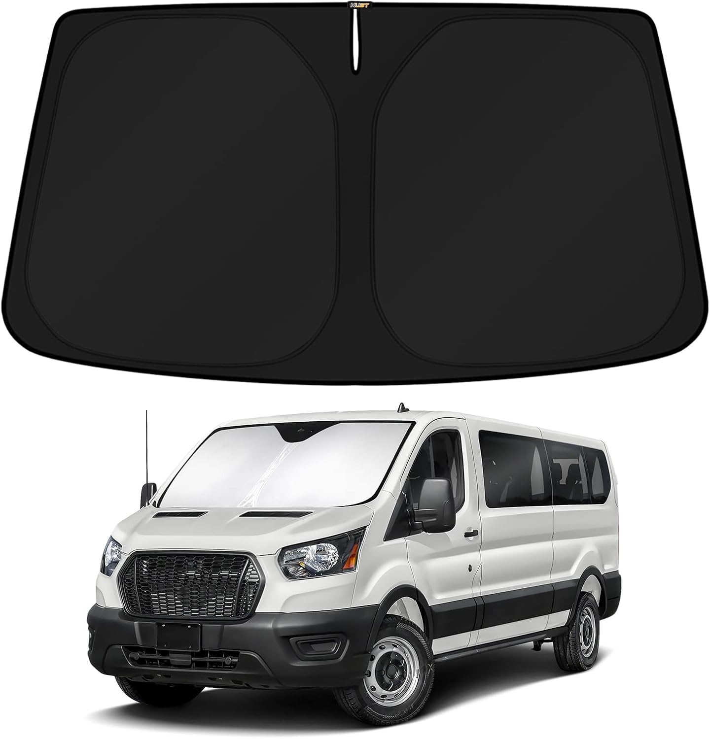 KUST Windshield Sun Shade for 2024 2025 2026 Ford Transit 350 Custom Fit Sunshade Window Sun Visor Protector Foldable Blocks UV Rays Keep Car Cooler