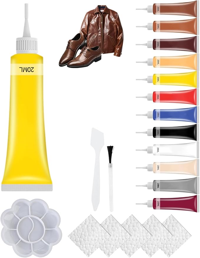 2026 New Advanced Leather Repair Gel, Upgrade Leather Repair Kit for Car Seat Vinyl Repair Kit, Professional Leather Repair Coloured Cream Gel, Multifunctional Couch and Jacket Repair Kit (Yellow)