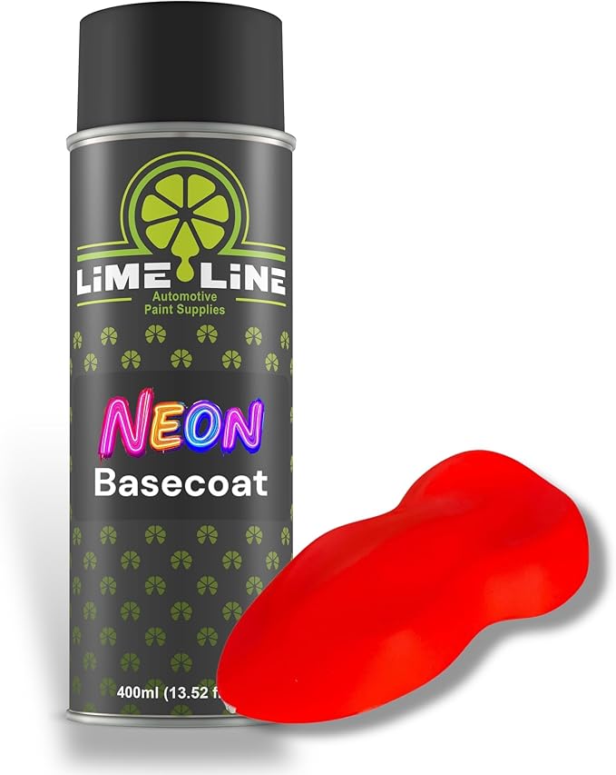 LiME LiNE Premium Automotive Basecoat Aerosol Spray Paint - Fast Drying- Custom Paint, Must Be Clearcoated! (Neon Red)