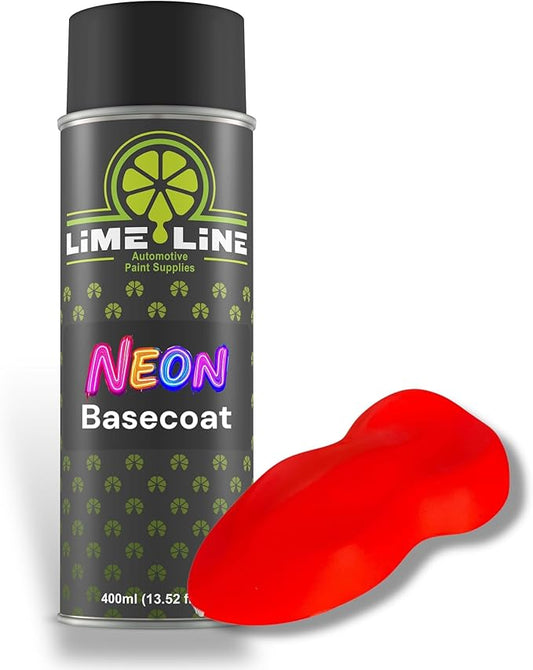 LiME LiNE Premium Automotive Basecoat Aerosol Spray Paint - Fast Drying- Custom Paint, Must Be Clearcoated! (Neon Red)
