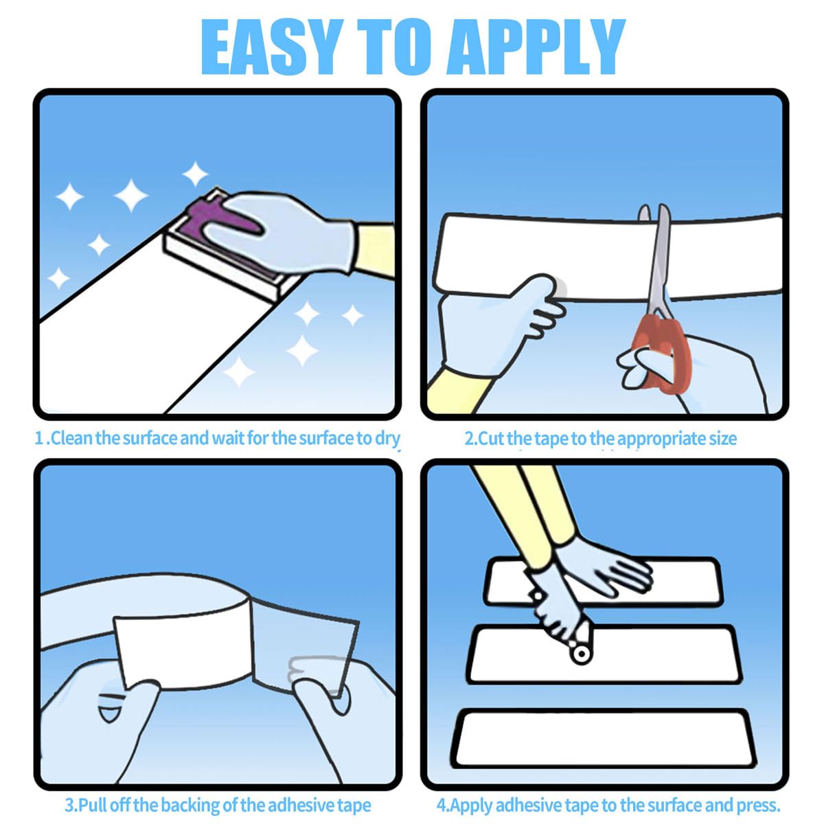 Rubber Grip Tape, Ultra-Thin Strong Adhesive Anti-Slip Waterproof Heat Resistant Wear-Resistant Cushion Pad, Making Handles or Contact Surfaces Safer, with Grip and Comfort (Black, 4In x 10Ft)