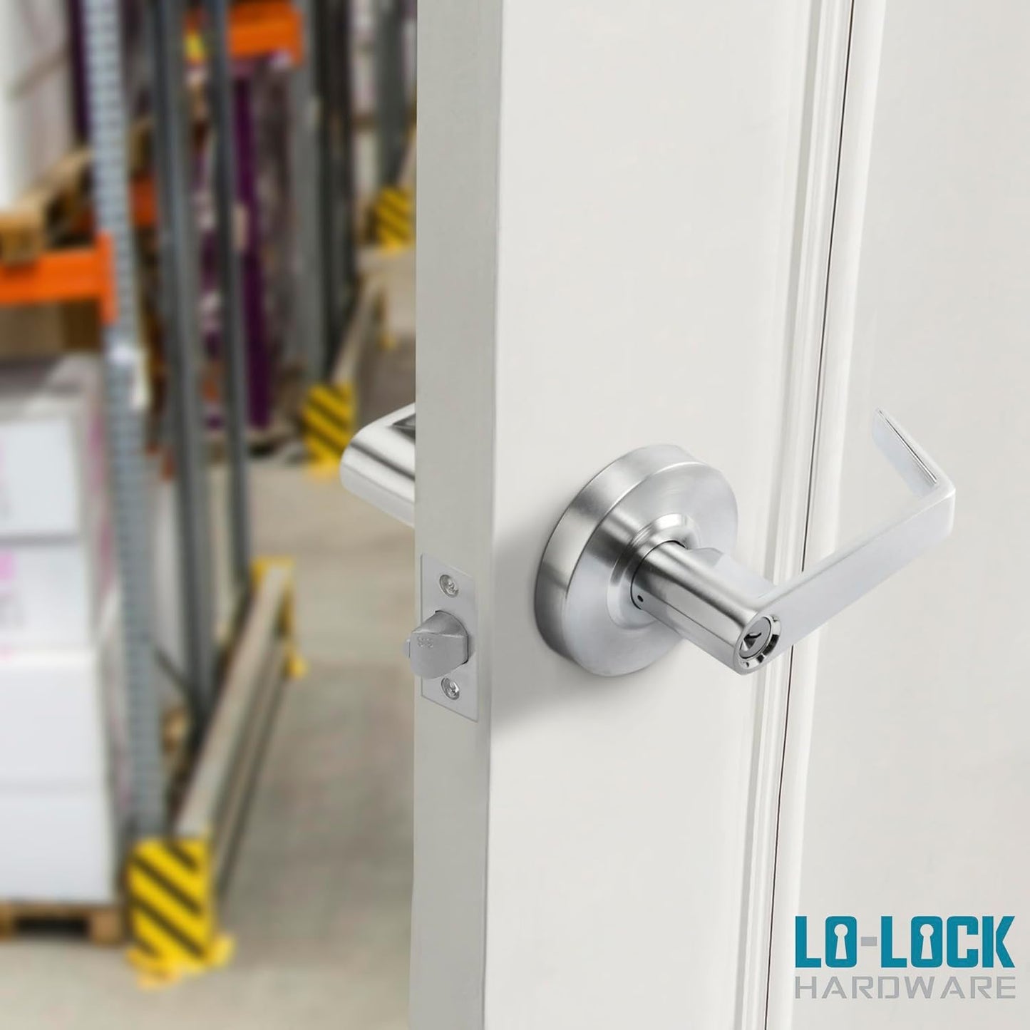 Commercial Lever Door Lock - Heavy-Duty Locking Door Handle, ADA Door Handles, Cylindrical Lever Lock, Non-Handed Grade 2 Industrial Door Handle, 26D Satin Chrome, Privacy/Bathroom