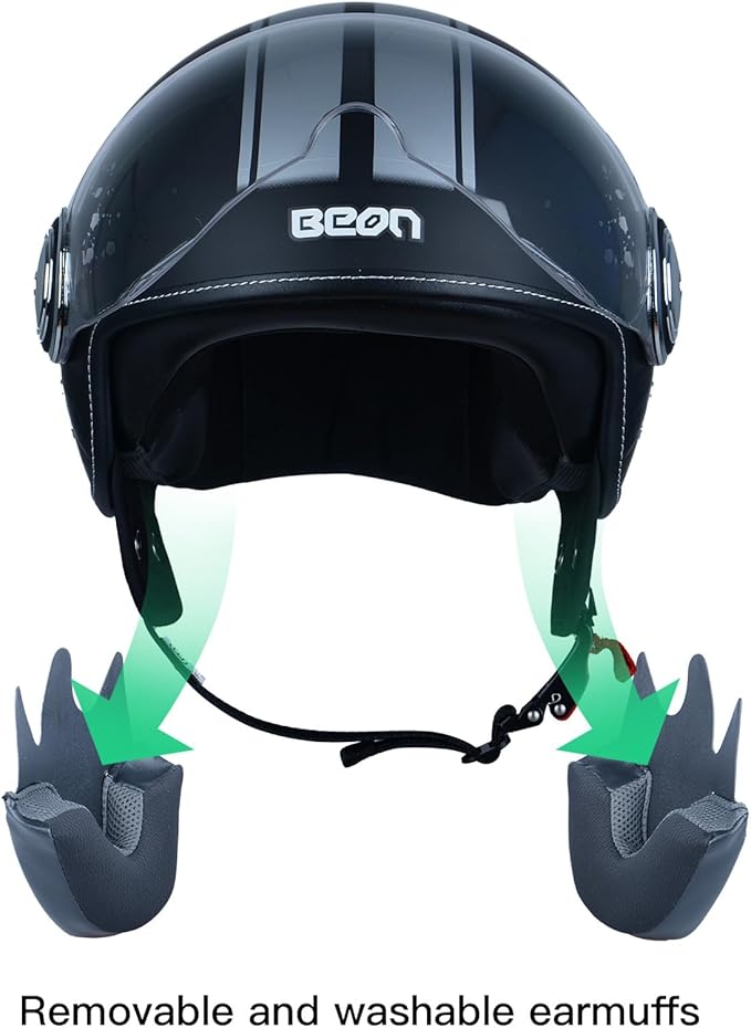 Open Face Motorcycle Helmet for Adults,DOT Approved - Moped Half Vespa Retro Helmet with Anti-Scratch Visor for Men and Women