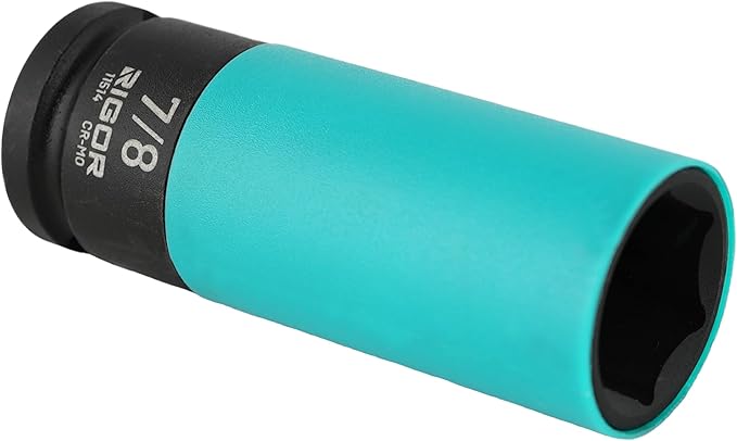 RIGOR 11514 7/8-Inch Non-Marring Lug Nut Socket | Wheel Protector Impact Socket | 1/2" Drive, 6 Point, CR-MO
