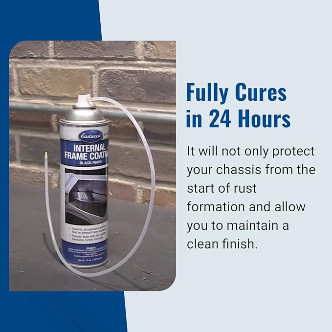 Eastwood Internal Frame Coating Aerosol | Internal chassiss Frame Rust Remover | Rust Converter and Prevention Aerosol Spray Undercoating for Vehicles |14 Oz, Black