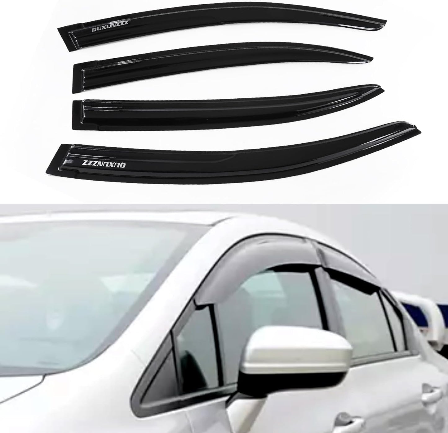 Rain Guards Side Window Visor Vent Outside Mount, 4PCS Fits for Honda Civic 4-Door Sedan 2012 2013 2014 2015