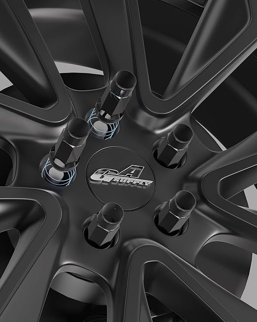 GAsupply 1/2-20 Extended Open End Lug Nuts Black, 1.9" 48mm Tall, 17mm Hex, Conical Seat 60 Degree, 20 Pack+1 Lug Nut Lock Key Socket