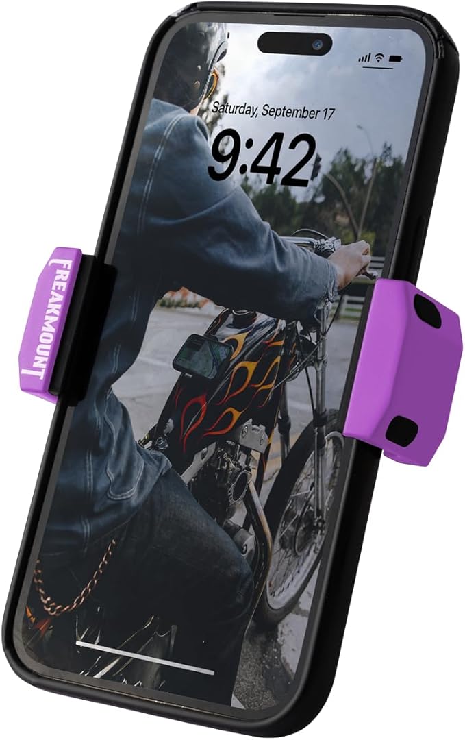 FREAKMOUNT 2.0 Magnetic Motorcycle Phone Mount - Compatible with Harley Davidson - Premium Billet Aluminum Holder for Gas Tank, High-Speed Magnet Accessories - Fits Most Phones, Purple Blast