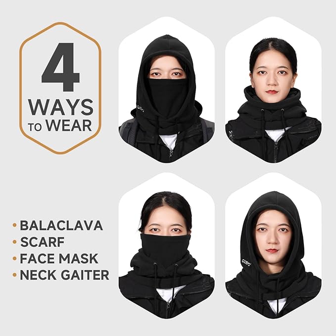 OZERO Winter Balaclava Gloves Set: Windproof Ski Mask Balaclava for Men & Women - Thermal Touchscreen Gloves for Cold Weather