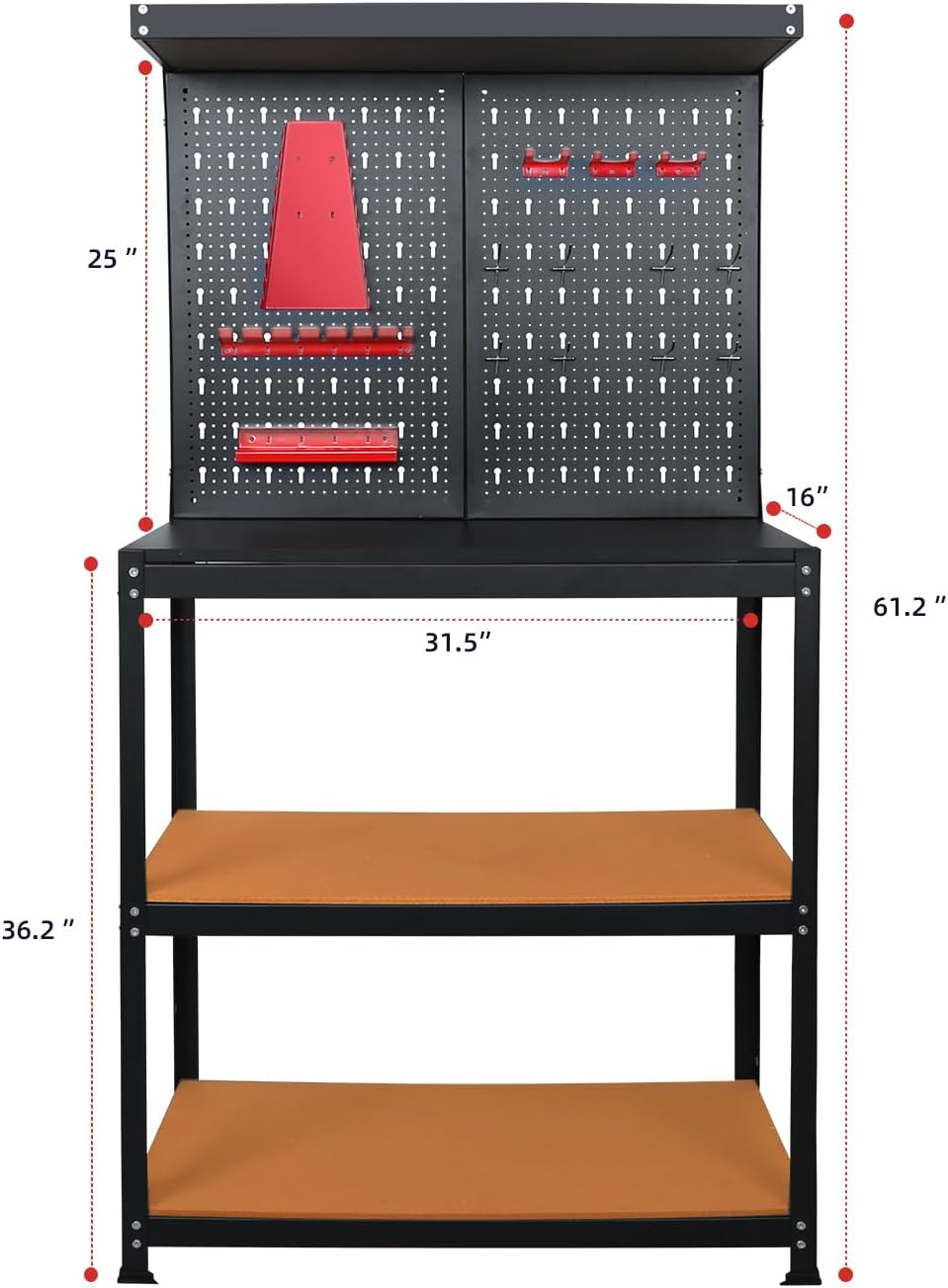 Prostormer Workbench, 31.5 inch Multipurpose Garage Work Bench Table with Peg Board Hook Kit for Home, Garage, and DIY Projects