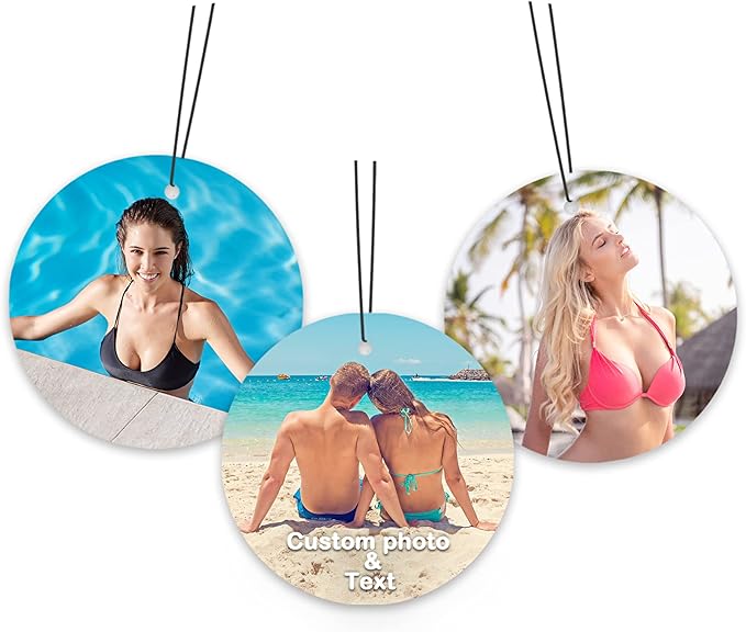 Custom Air Freshener for Car - Double Sided photo Personalized Air Freshener for Car with Multiple Fragrances Decorations for Wardrobe, Bathroom,Hanging Ornaments (Unique Scented Gift) (Round)