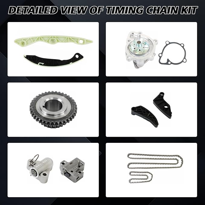 Timing Chain Kit Water Pump 1207180 AW6038 Fits for 2011-2010 Sebring 2009-13 Journey DOHC 2.4L Engine Water Pump Timing Chain Kit