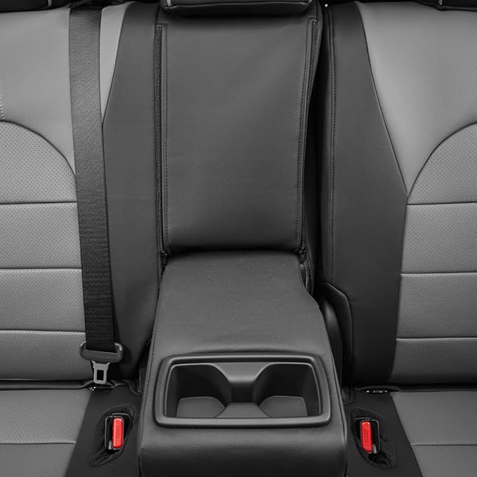 EKR Highlander Seat Covers for Toyota Highlander 2020 2021 2022 2023 2024 2025 2026,2nd Row Captain Chairs,Leather Car Seat Cover Full Set SUV-Faux Leather(Black/Gray)