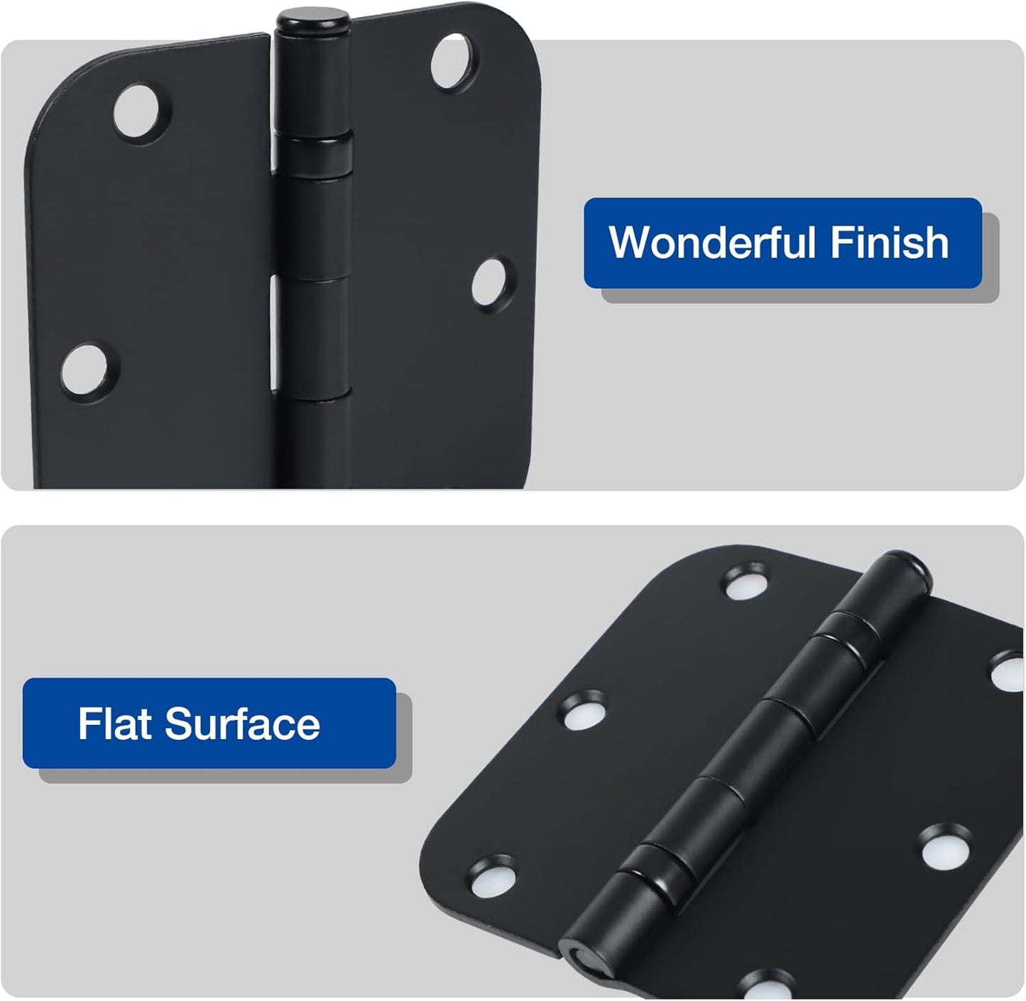 6 Pack No Squeak Matte Black Door Hinges 3.5 Inch 5/8"Radius Round Ball Bearing Interior 3-1/2"Flat Iron Bifold Residential Standard Bedroom Indoor for Doors 3 ½" Hardware House Home Decor Essentials