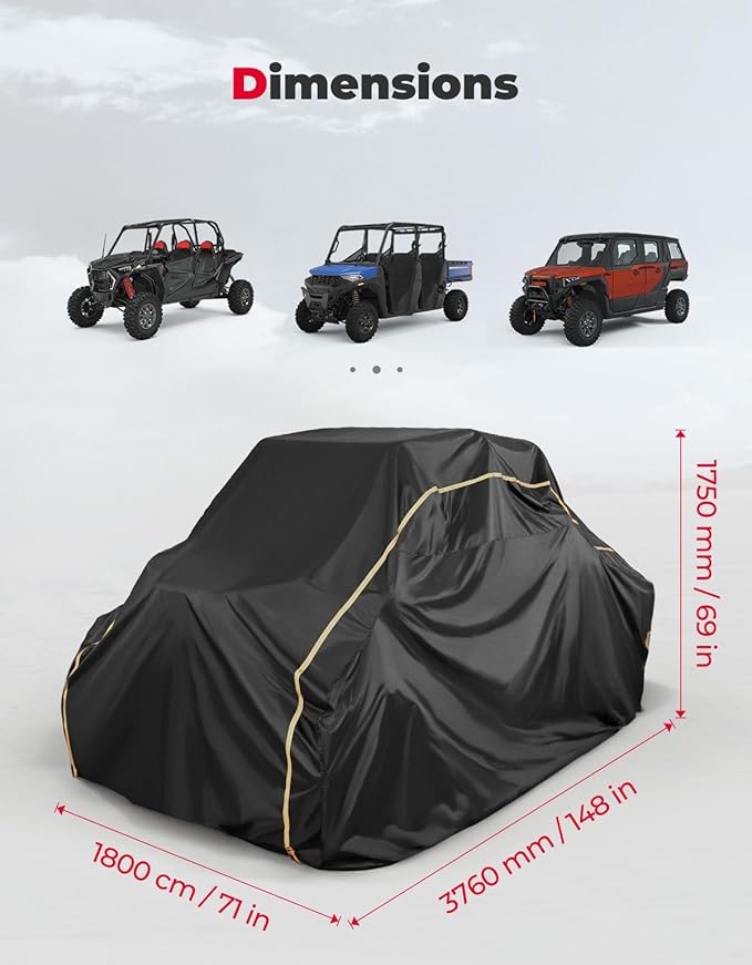 KEMIMOTO UTV Cover 4 Seater Compatible with Polaris RZR XP 4 1000, Polaris Ranger Crew 570, Kawasaki Mule Pro, Gator XUV S4, Zforce 950 Sport 4 Heavy Duty All-Weather Protection 148''x71''x69''