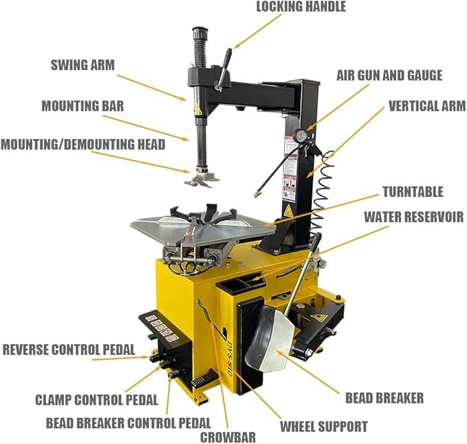 21'' Rim 1.5HP Tire Changer and 10''-24'' Rim Tire Balancer Combo and 3HP Oil-Free Air Compressor for Tire Repair and Wheel Balancing Garage Shop Equipment w/ 1 Year Full Warranty