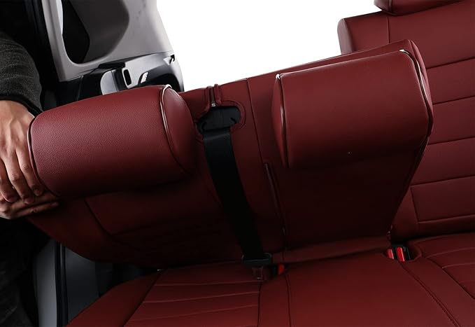 EKR Rav4 Seat Covers Custom Fit for Toyota Rav4 2019 2020 2021 2022 2023 2024 2025 LE,XLE,XLE Premium,Limited, Leather Truck Seat Cover Full Set for SUV,Faux Leather(Burgundy)