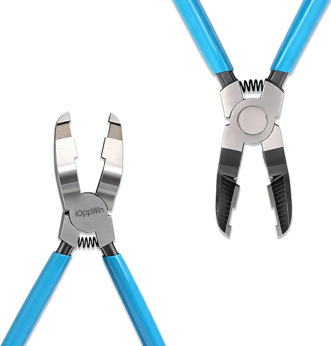 Upgraded Panel Clip Pliers, Automotive Trim Removal Tool for Car Interior Fasteners, High Carbon Steel V-Shaped Clip Removal Pliers with Ergonomic Non-Slip Handle, Spring-Assisted, Blue Handle