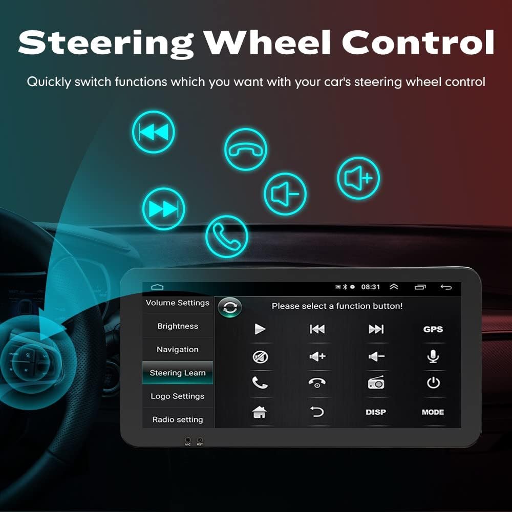 Kunfine Car CarPlay Android Auto Navigation Stereo GPS Radio Camera Display 10.33" QLED Touchscreen Headunit Tablet Media Player for Peugeot 301 2013-2022, if Applicable Octa Core 4G+64G Matte Black