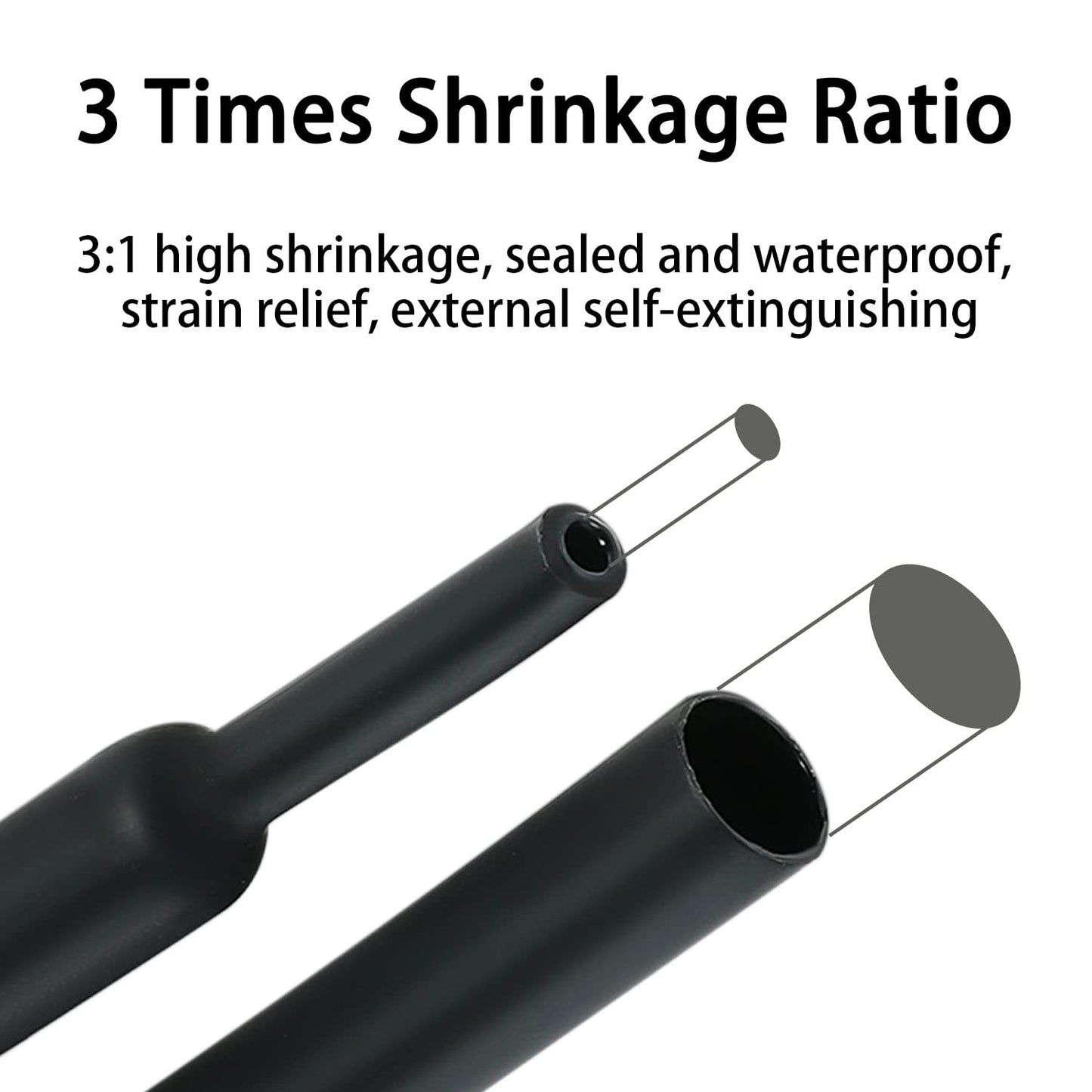 3:1 Ratio Heat Shrink Tubing Roll Adhesive Lined Industrial Marine Grade Dual Wall Heat Shrink Tube Waterproof and Sealed Black (2 inches(50 mm), 10 Feet)
