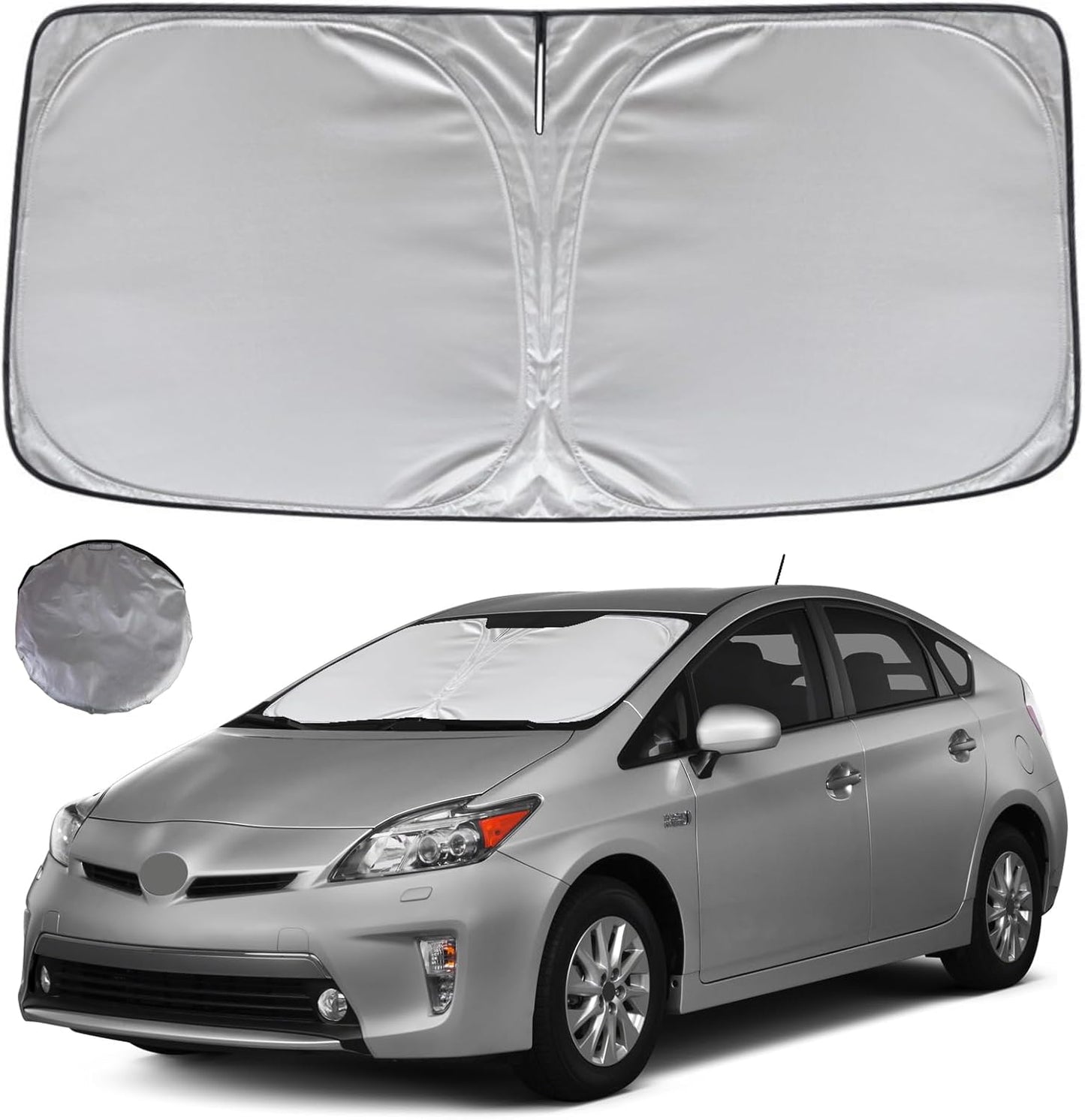 KAYZT Windshield Sun Shade for 2010-2015 Toyota Prius Hatchback (Not for Prius C or Prius V) Foldable Sunshade Front Window Custom Fit Car Accessories