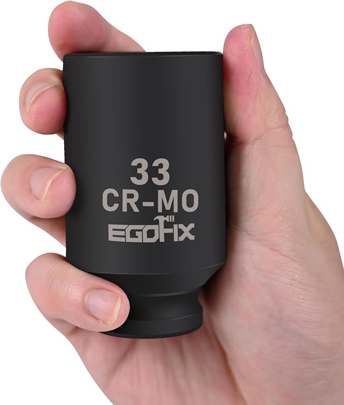 1/2" Drive Deep Impact Socket, 33mm Metric Socket, Axle Nut Socket CR-MO 6 Point for Easy Removal of Axle Shaft Nuts