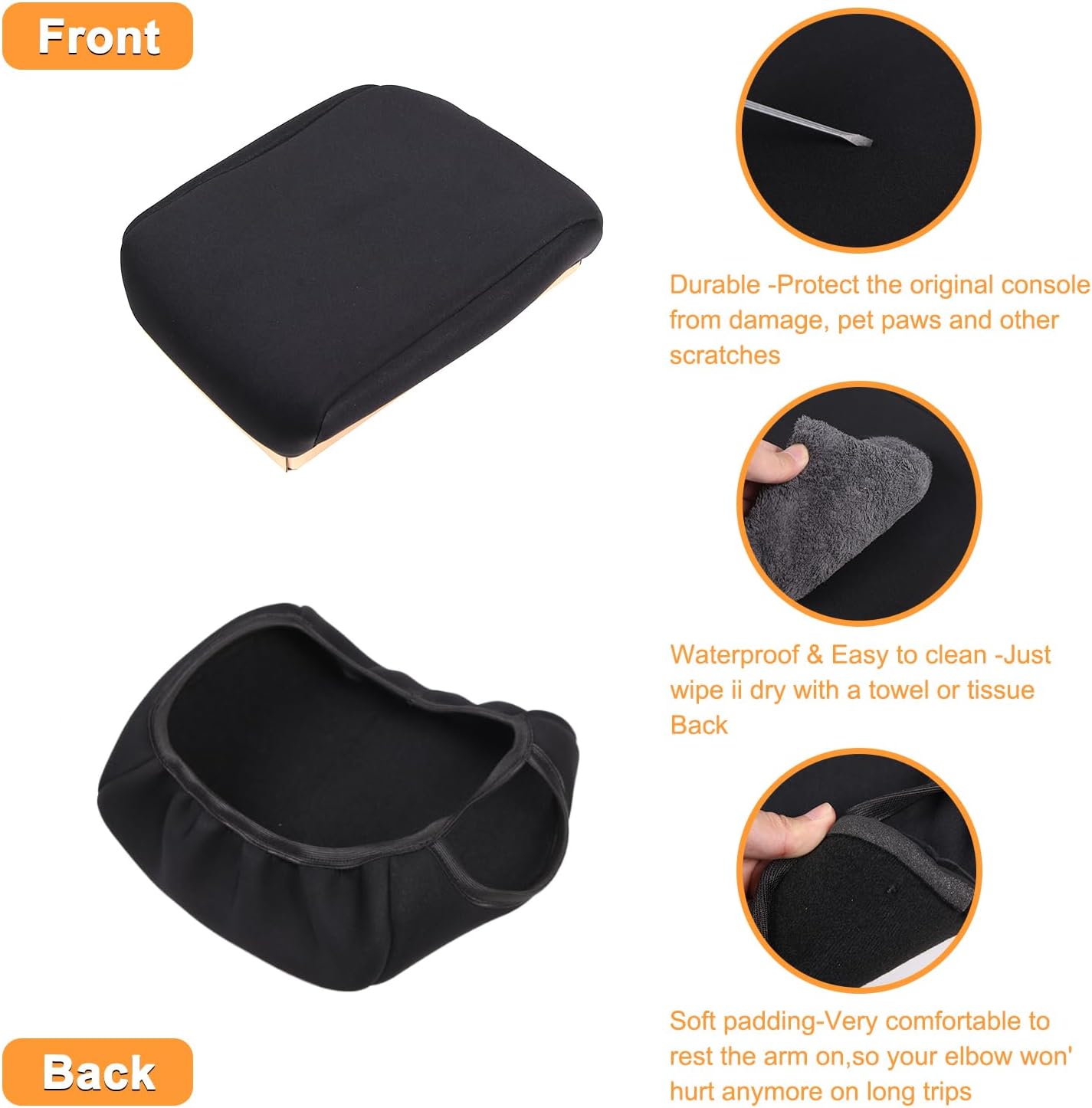 Car Armrest Box Cover Protector Compatible with Ineos Grenadier 2020-2024 Center Console Lid Protector Cover Original Customized Armrest Cover (Black)