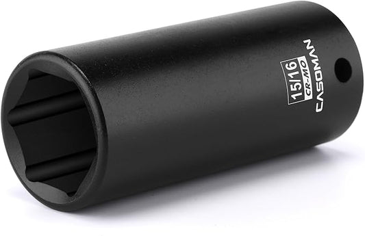 CASOMAN 1/2" Drive x 15/16" Deep Impact Socket, 6-Point, SAE, CR-MO