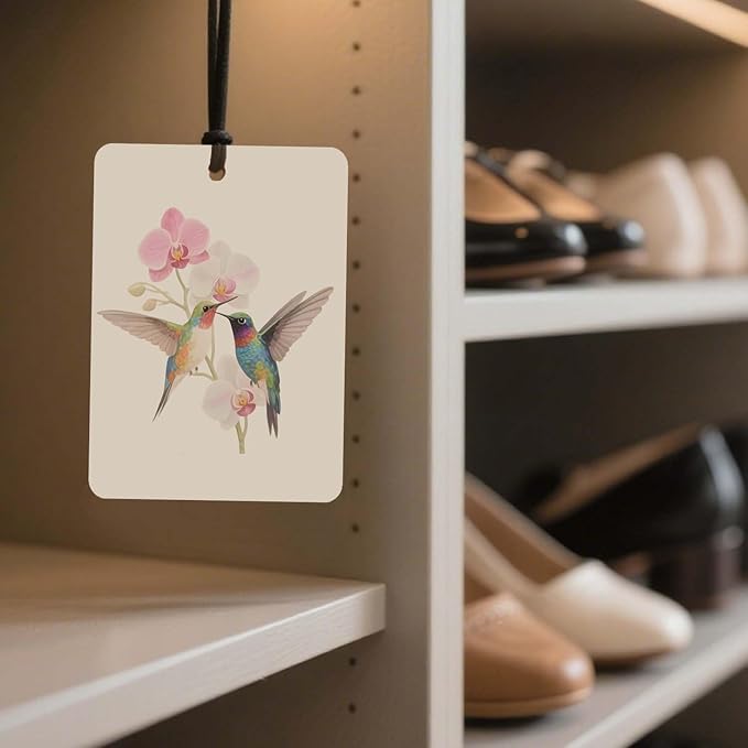 Hummingbird & Floral Car Air Freshener 4 Pcs, Watercolor Nature - Inspired Hanging Air Freshener for for Cars Closet Drawer Books, Car Accessories Mirror Decor for women.