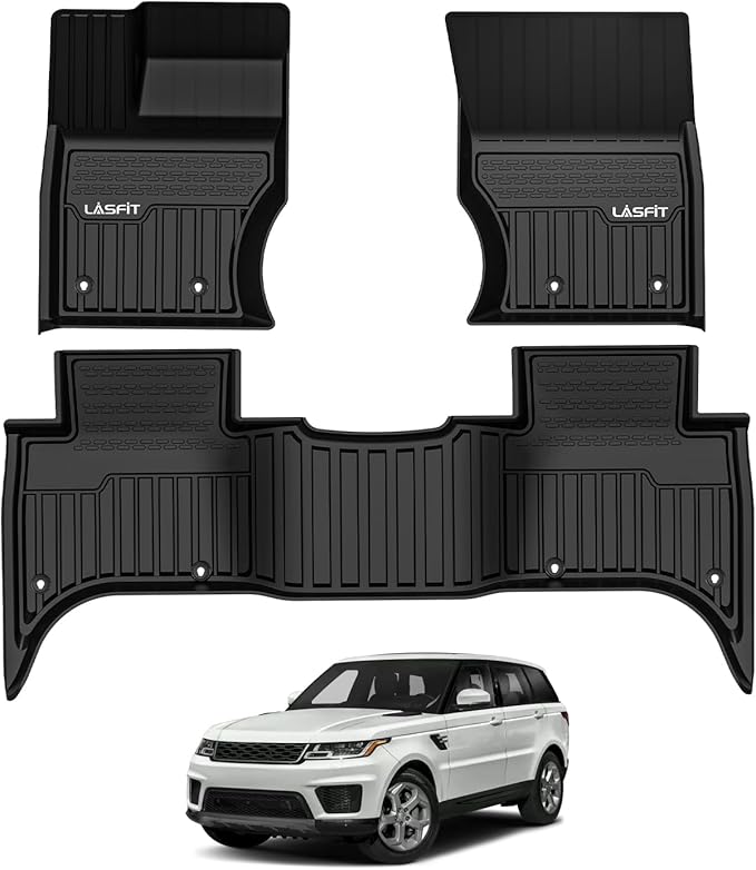LASFIT Floor Mats Fit for Land Rover Range Rover Sport 2014-2022, Custom Fit TPE All Weather Waterproof Floor Liners 1st & 2nd Row Car Mats, Black, Easy to Clean