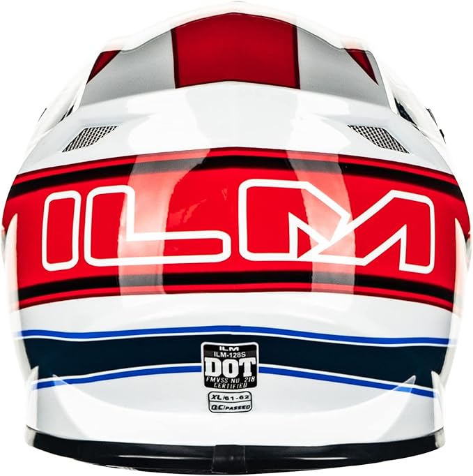 ILM Adult Dirt Bike Helmets Motocross ATV Dirtbike BMX MX Offroad Full Face Motorcycle Helmet, DOT Approved Model 128S (Red Blue, Adult-XLarge)