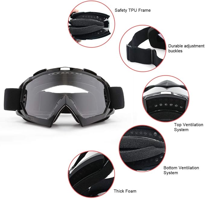 SPOSUNE Dirt Bike ATV Goggles UV400 Motorcycle Goggles for Men Women Youth Motocross Riding Goggles Windproof Dustproof
