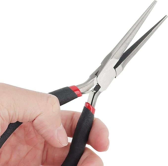 10 PCS 6 Inch Extra Long Needle Nose Pliers, Mini Precision Jewelry Pliers with Comfort Grip, Needle Nose Pliers for Jewelry Making, Repair, Crafts