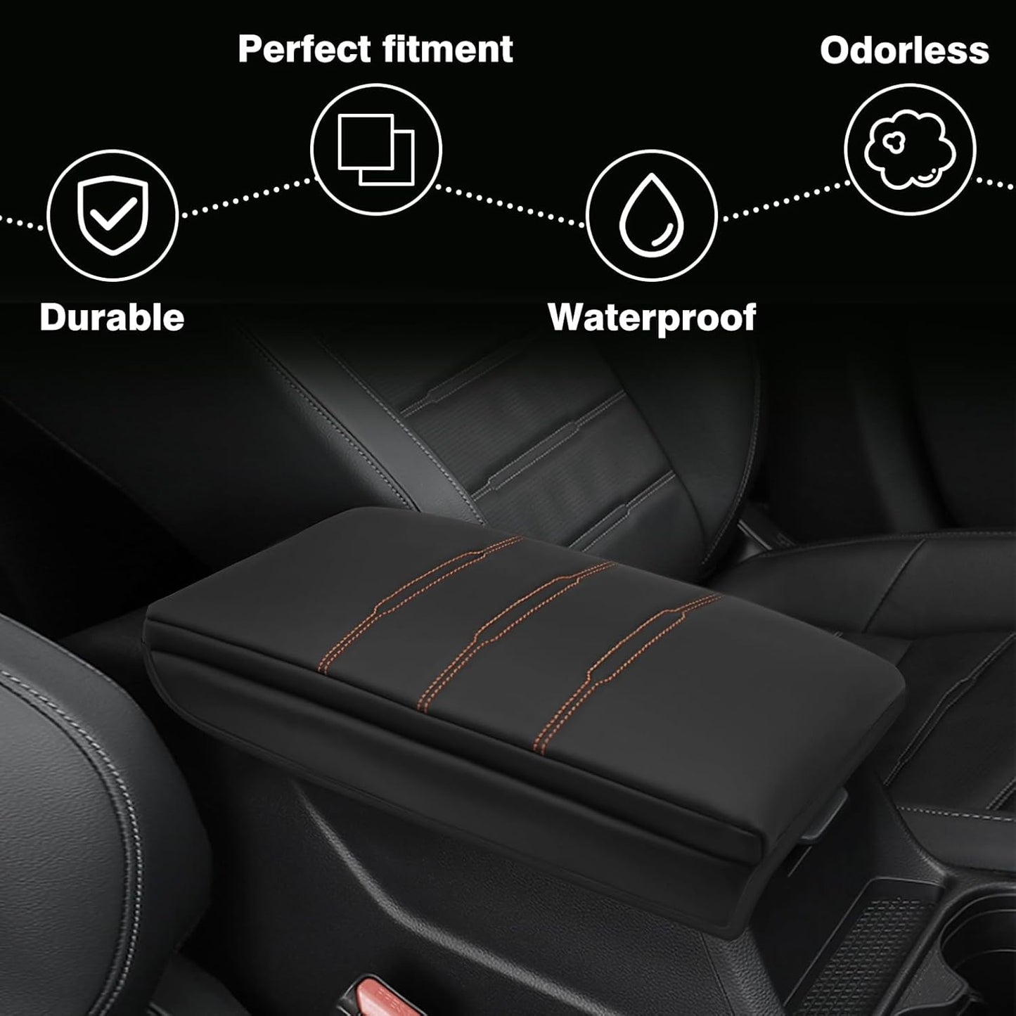 Muslogy Center Console Cover Extra Thick Armrest Pad Compatible with Honda CR-V 2023+ & CRV Hybrid Accessories Arm Rest Cushion Padding Anti-Scratch Middle Console Pad Leather Armrest Lid Protector