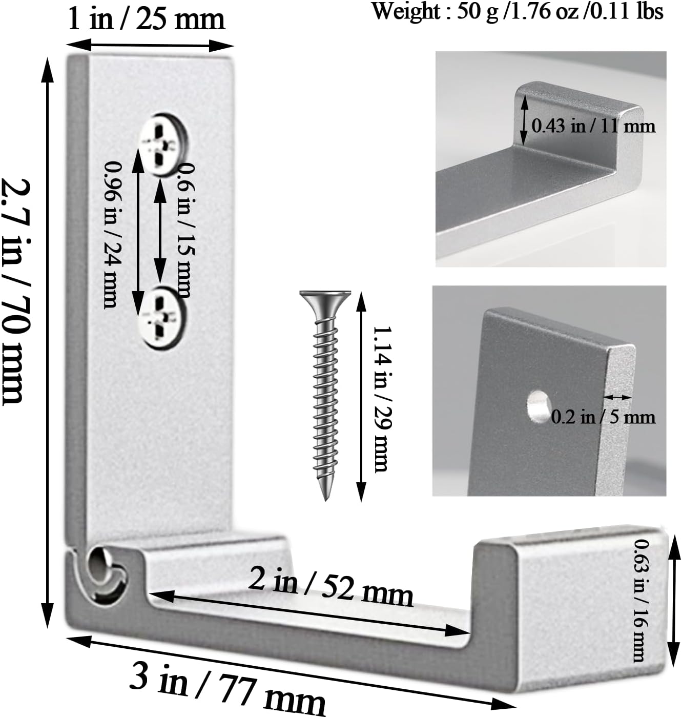 OHIYO Foldable Hooks 4pcs Folding Coat Hooks Heavy Duty Wall Hooks for Hanging Bags Hooks Headphone Holder Fold up Hooks No Rust Wall Mounted for Hat, Bags, Jacket, Towel (Silver)