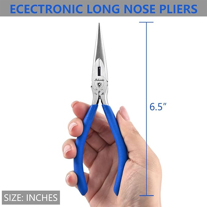 Needle Nose Pliers Set, 3 Pack 6.5"Long Nose Pliers for Wire Bending, High Carbon Steel Nose Plier, Serrated Jaw Pliers for Jewelry Making, Electronics Repair, Object Grasping, Craft Making