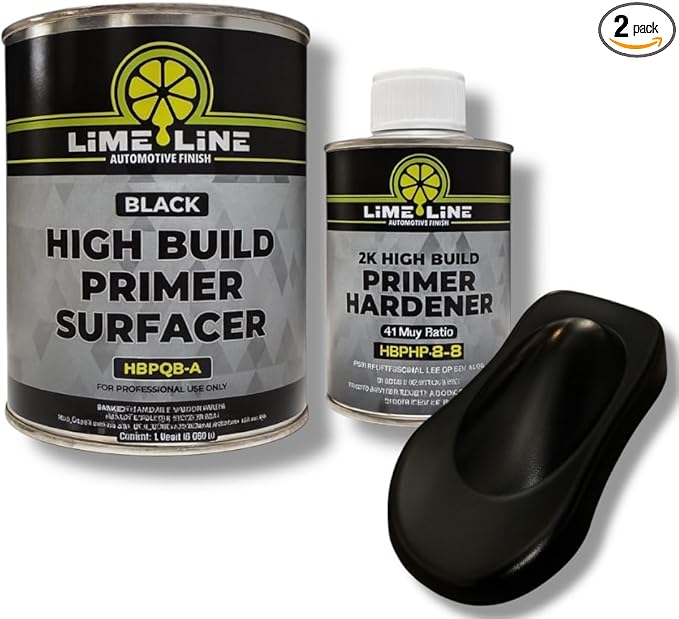 LiME LiNE Sand-able Automotive Primer Surfacer, Direct-to-Metal, High Build 2k Urethane, 1.25 Quart kit, (Black) 4:1 mixture