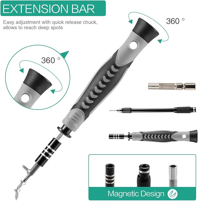 ORIA Precision Screwdriver Set, Magnetic Repair Tool Kit, 130 in 1 Professional Screwdriver Kit with 120 Bits, Built-in Magnetizer, Case, for Electronics, Watch, Eyeglasses, DIY Projects