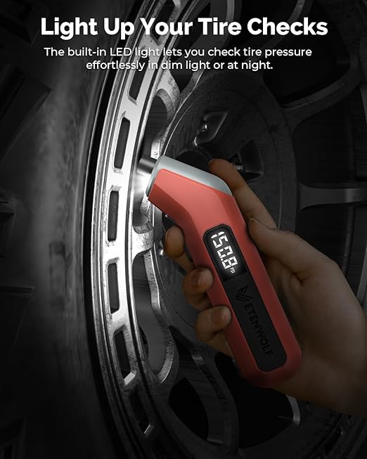ETENWOLF T300 Plus Tire Pressure Gauge 200 PSI, Digital Tire Gauge with Bright LED Display, Tire Gauges for Tire Pressure with Presta Valve Adaptor (Space Grey)