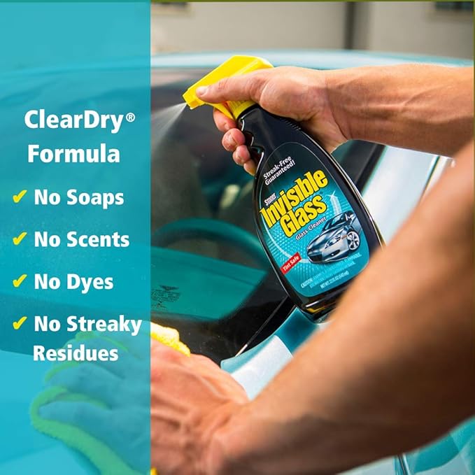 Invisible Glass 99050 Reach & Clean Glass Windshield Cleaner Tool Combo Kit with Premium Spray Glass Cleaner, Extendable Handle, (2) Reusable Quick Change Microfibers, and Storage Bag