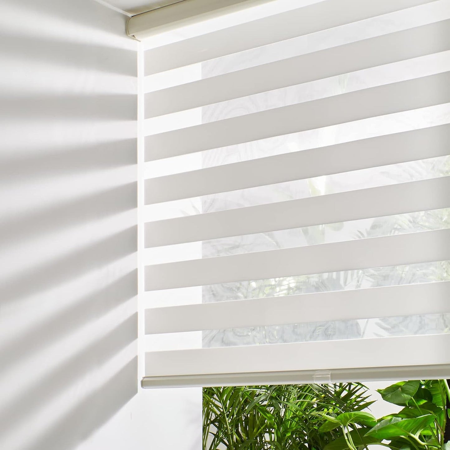 Persilux Cordless Zebra Blinds for Windows Free-Stop Window Blinds (30" W X 72" H, Cream) Dual Layer Light Control for Day and Night, Light Filtering Sheer Shades for Home, Easy to Install