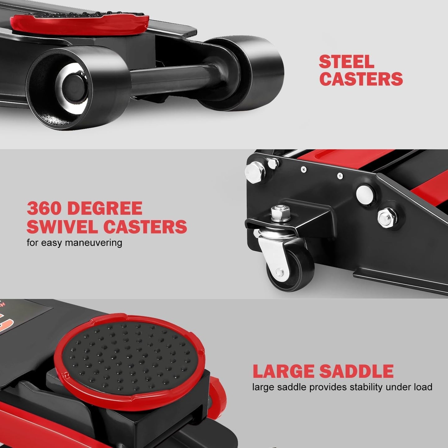 DNA MOTORING Floor Jack 3 Ton (6000 lbs) Capacity, Fast Lift Service Jack Low Profile Steel Heavy Duty Hydraulic Car Jack, Lifting Range 3"-20", Black, TOOLS-00475-BK