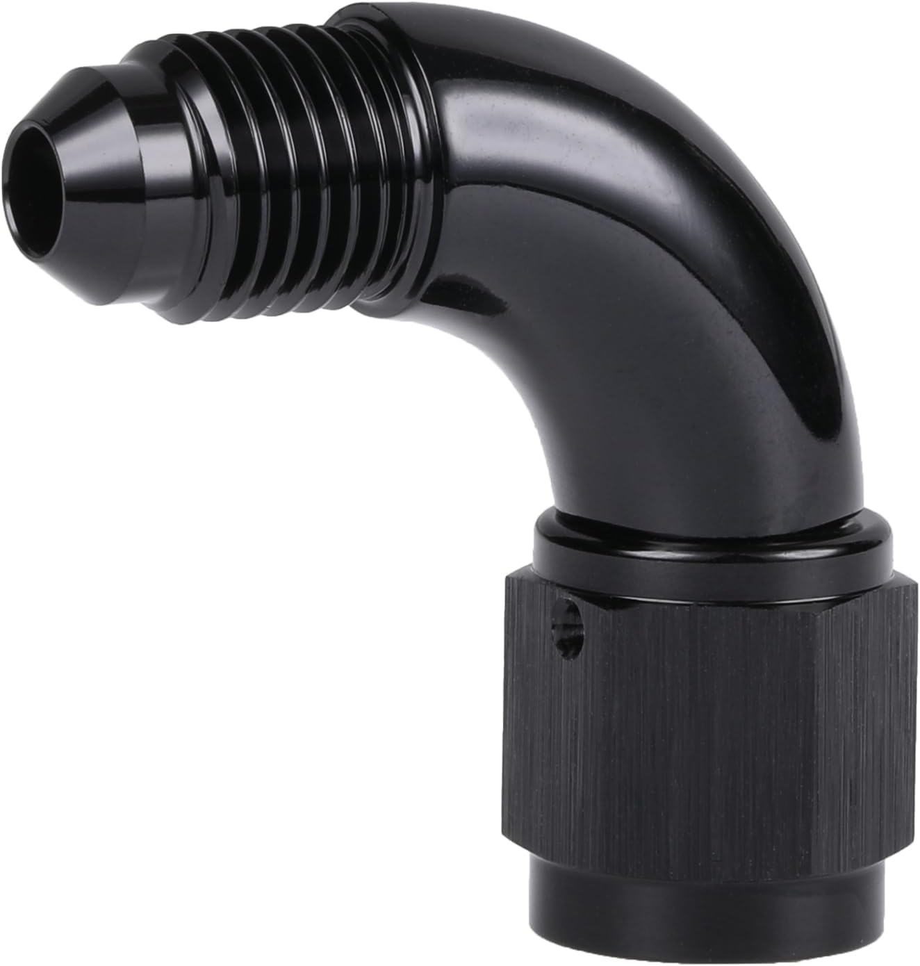 90 Degree 4AN Male to 4AN Female Swivel Full Flow Fitting Adapter Coupler Aluminum Black