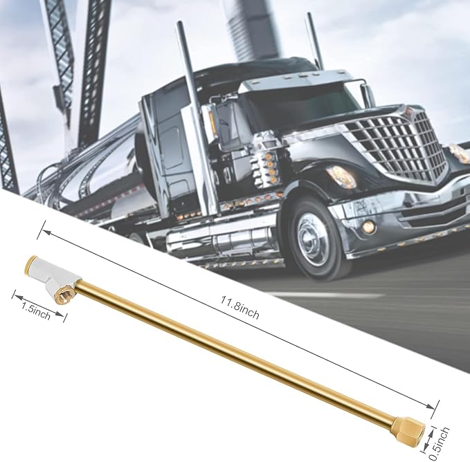 GODESON Air Chuck for Semi Truck, 1/4" FNPT 11.8" Extended Reach Dual Head Brass Air Chuck with Brass Quick Plug, 2-Way Connect Air Chuck for Semi, RV Dually Tires