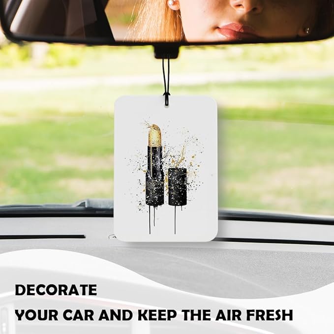 Black and Gold Bathroom Air Freshener 4 Pcs, Girly Bag Perfume Lipstick High Heels Air Freshener Hanging Decor for Bathroom Cars Closet Drawer Books Accessories Gifts