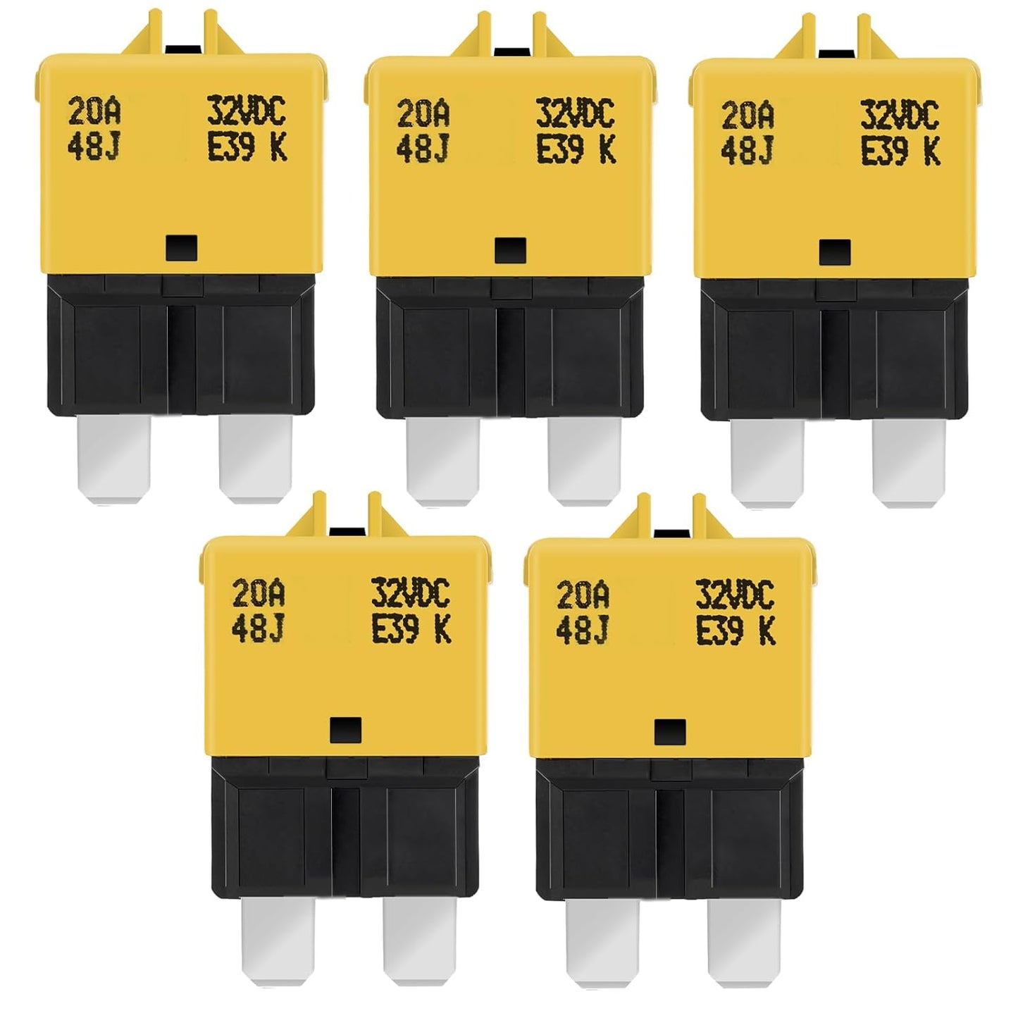 GLOSO Circuit Breaker Fuse E39 (T3) Manual Reset For Car Truck RV Automotive Marine Boat Trolling motor & Custom Wiring Audio battery protection/Low Profile ATC/ATO (20A - 5 Pack)