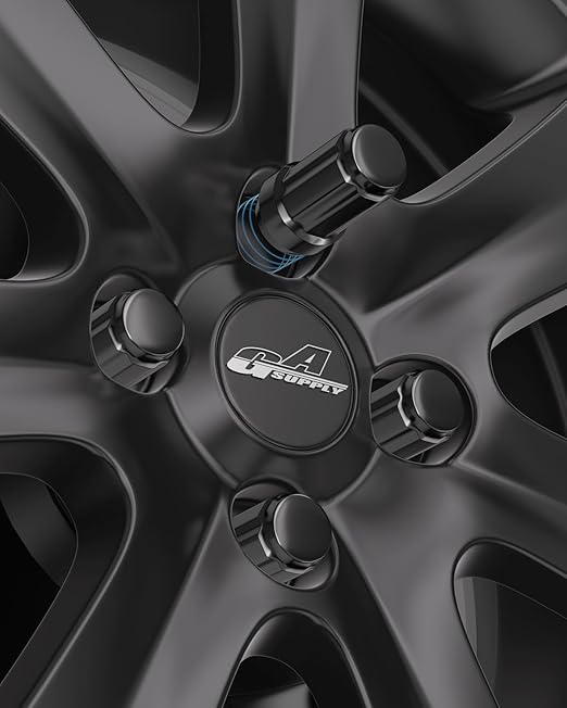 GAsupply 3/8"-24 ATV Lug Nuts Black, Closed End Acorn Spline Lug Nut Set 1.37" 35mm Tall Conical/Cone Seat for Aftermarket Wheels, 16pcs+1 Spline Lock Key
