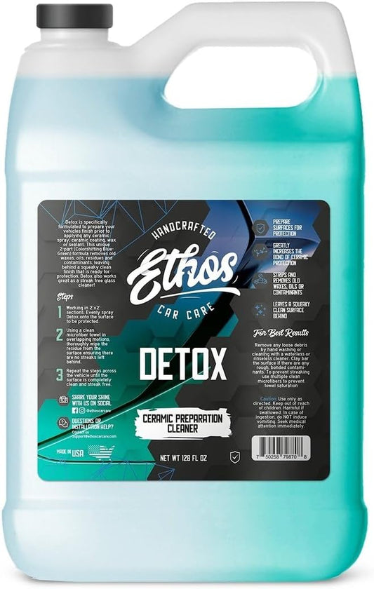 Ethos Detox - Ceramic Coating Prep Spray, Panel Wipe, Glass Cleaner - Prep Ceramic Coating, Wax, or Sealant - Multi-Purpose Formula - Leaves Nothing But the Shine