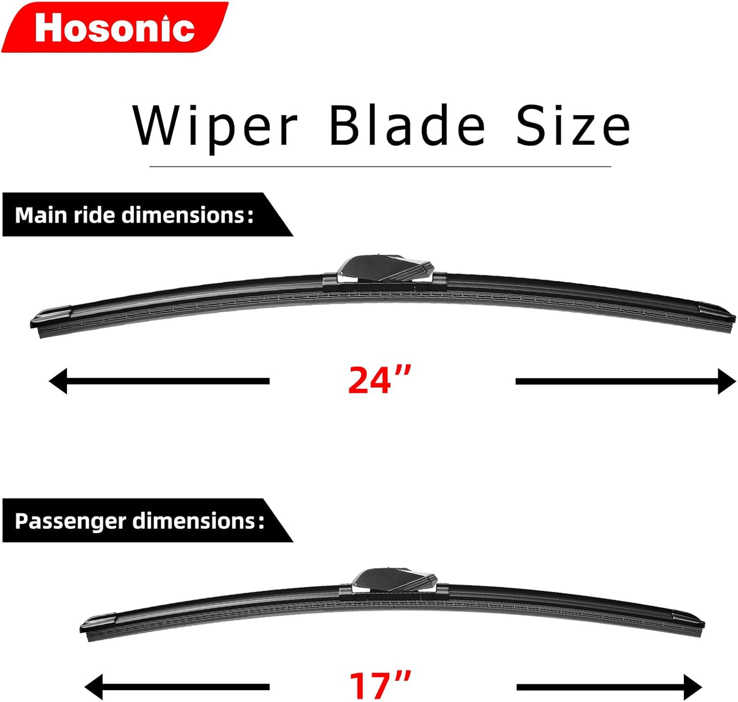 Windshield Wipers, 24" + 17" Wiper Blades, Compatible with Chevrolet Equinox 2017-2010, Ford Kuga 2011-2008, GMC Terrain 2017-2010 Windshield Wiper Blades, Double Service Life (Set of 4)